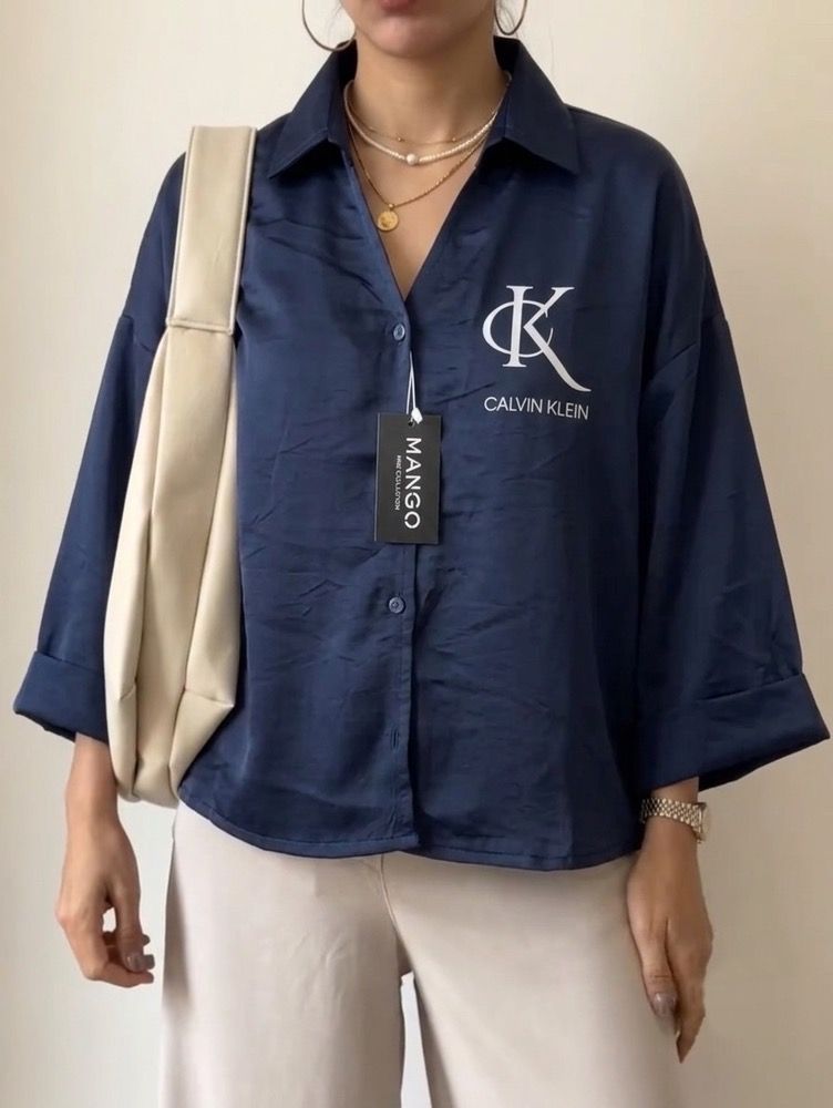 شومیز باکسی ساتن Calvin Klein